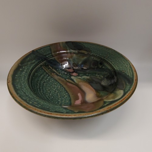 #220403 Bowl Green, Tan, Mauve 10x3 $19.50 at Hunter Wolff Gallery